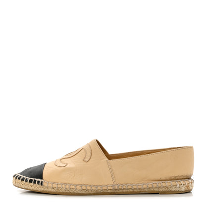 Chanel Lambskin CC Espadrilles 38 Beige Black 1 of 11