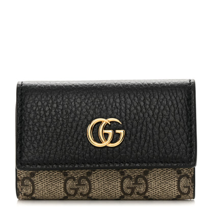 Gucci Dollar Calfskin GG Supreme Monogram GG Marmont 6 Key Holder Case Black Beige Ebony 1 of 8