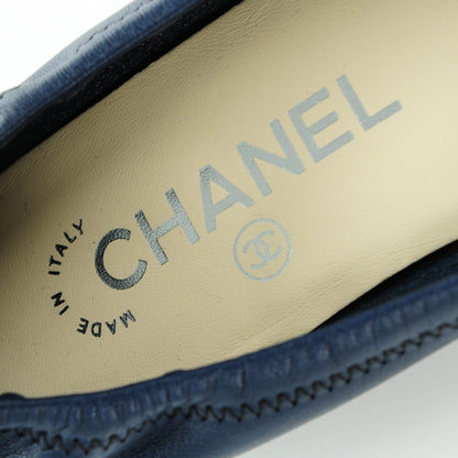 Chanel Lambskin Cap Toe Ballerina Flats 35 Dark Navy Black 7 of 9
