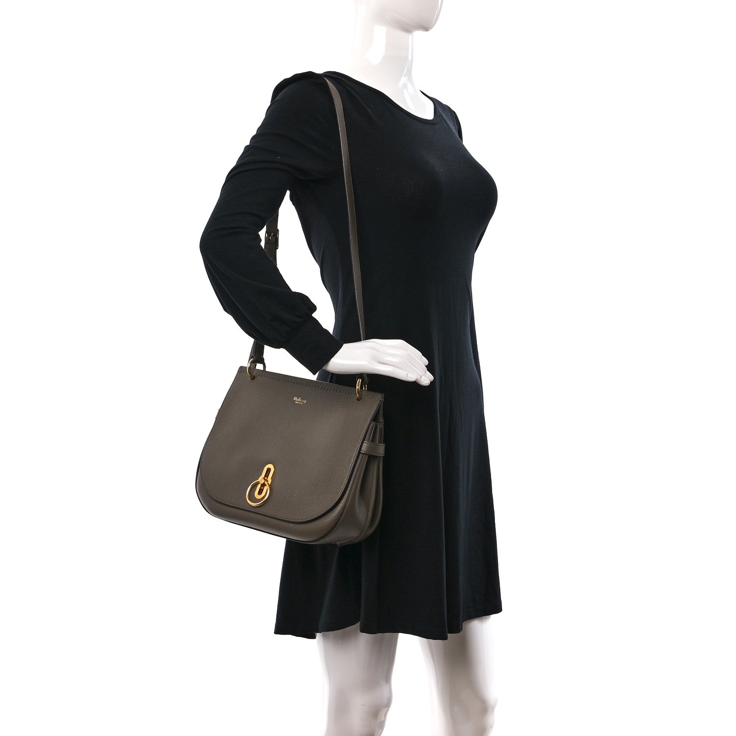 Mulberry Small Classic Grain Calfskin Amberley Satchel Solid Grey 2 of 9