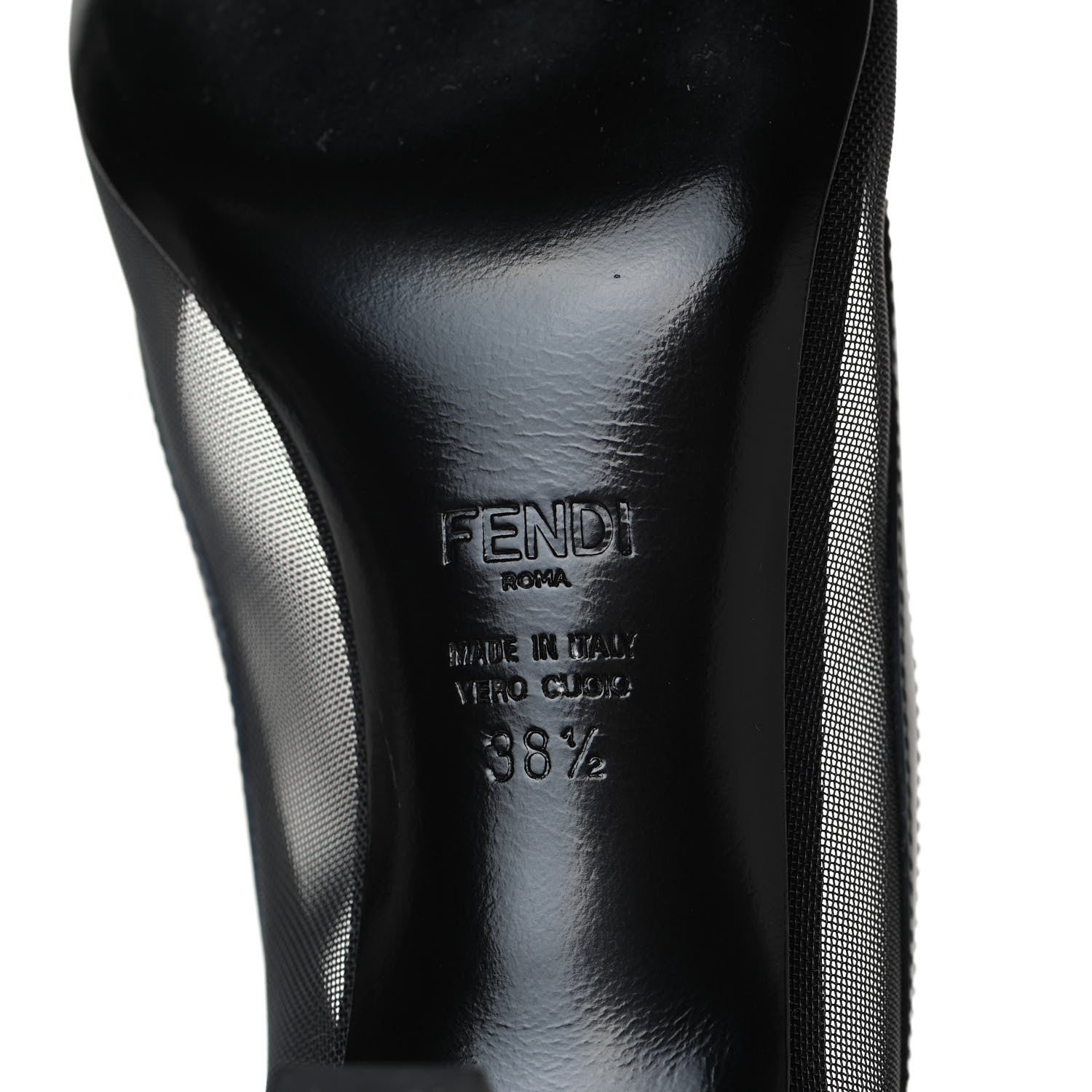 Fendi Technical Mesh Vitello Gommato Colibri 55mm Pumps 38.5 Black 7 of 8