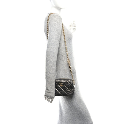 Chanel Metallic Calfskin Pearl Quilted CC Mini Camera Case Ruthenium 2 of 11