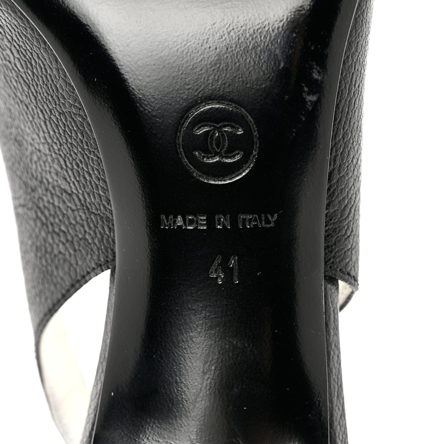 Calfskin Pearl CC Peep Toe Slingback Pumps 41 Black
