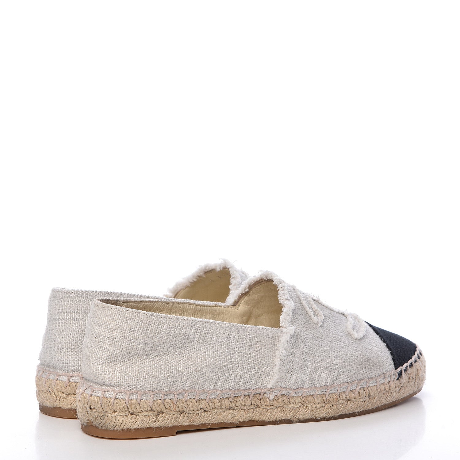 Chanel Linen CC Espadrilles 37 Beige Black 4 of 17