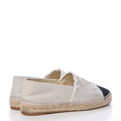 Chanel Linen CC Espadrilles 37 Beige Black 4 of 17
