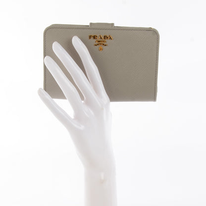 Prada Saffiano Metal Compact Wallet Pomice 2 of 7