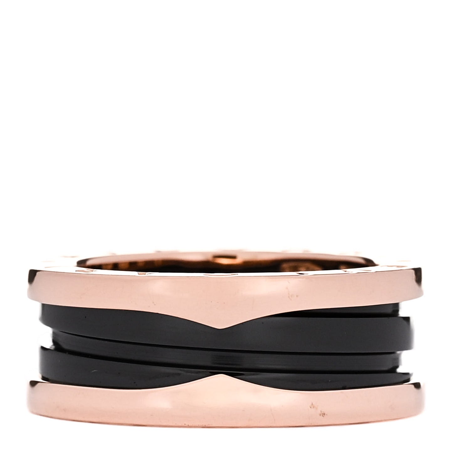 18K Rose Gold Black Ceramic B.Zero1 Two-Band Ring 54 7