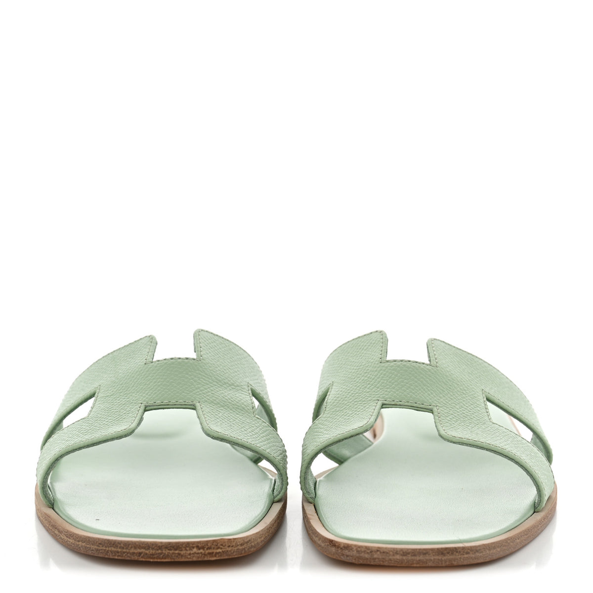 Hermes Epsom Oran Sandals 38.5 Vert Jade 3 of 12