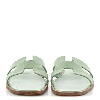 Hermes Epsom Oran Sandals 38.5 Vert Jade 3 of 12