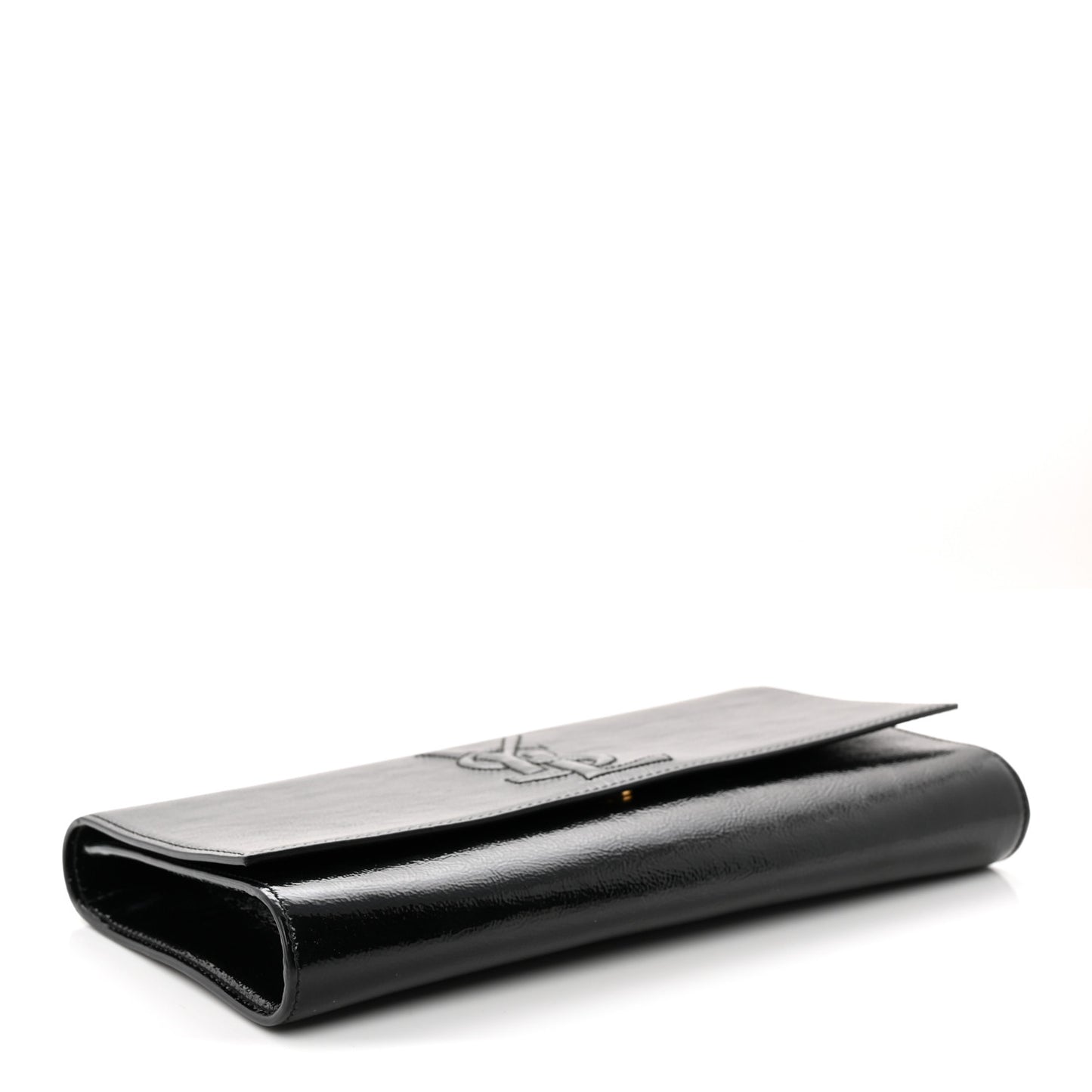 Textured Patent Monogram Large Belle De Jour Clutch Black