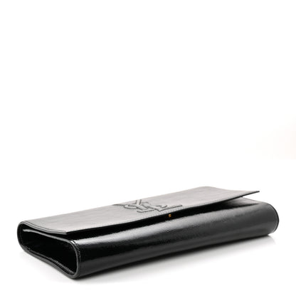 Saint Laurent Textured Patent Monogram Large Belle De Jour Clutch Black 4 of 9