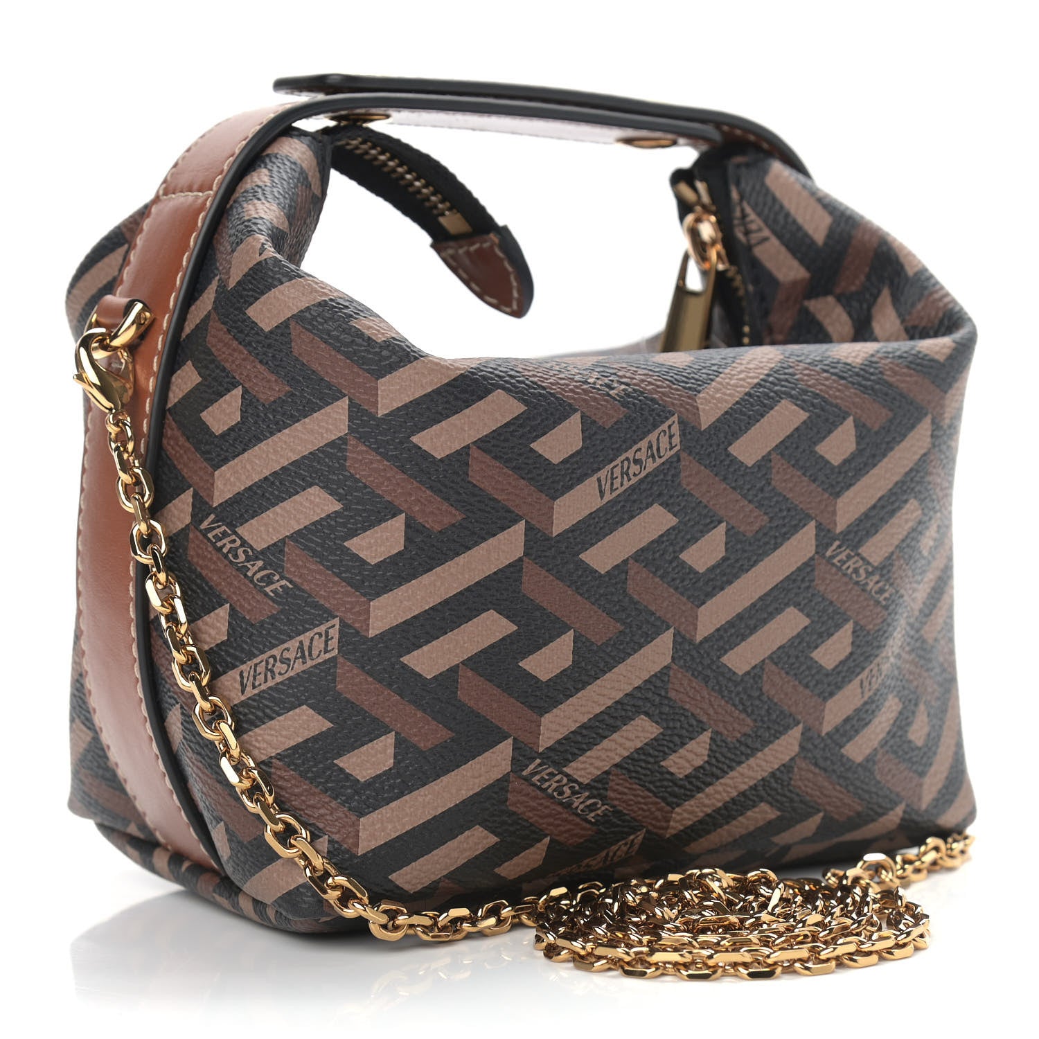 Versace Coated Canvas La Greca Signature Mini Bag Black Carmel 3 of 9