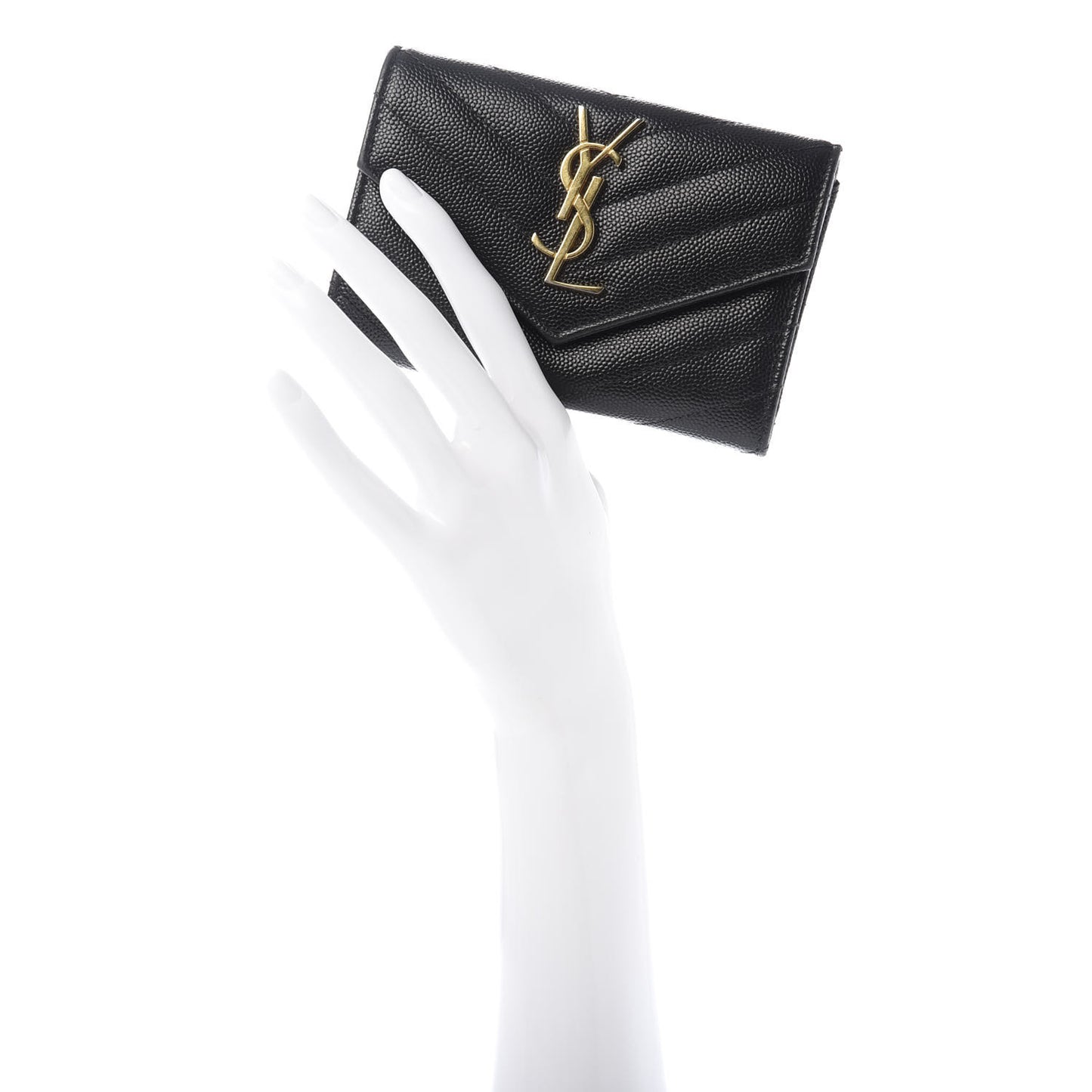 Grain De Poudre Matelasse Chevron Small Monogram Envelope Wallet Black