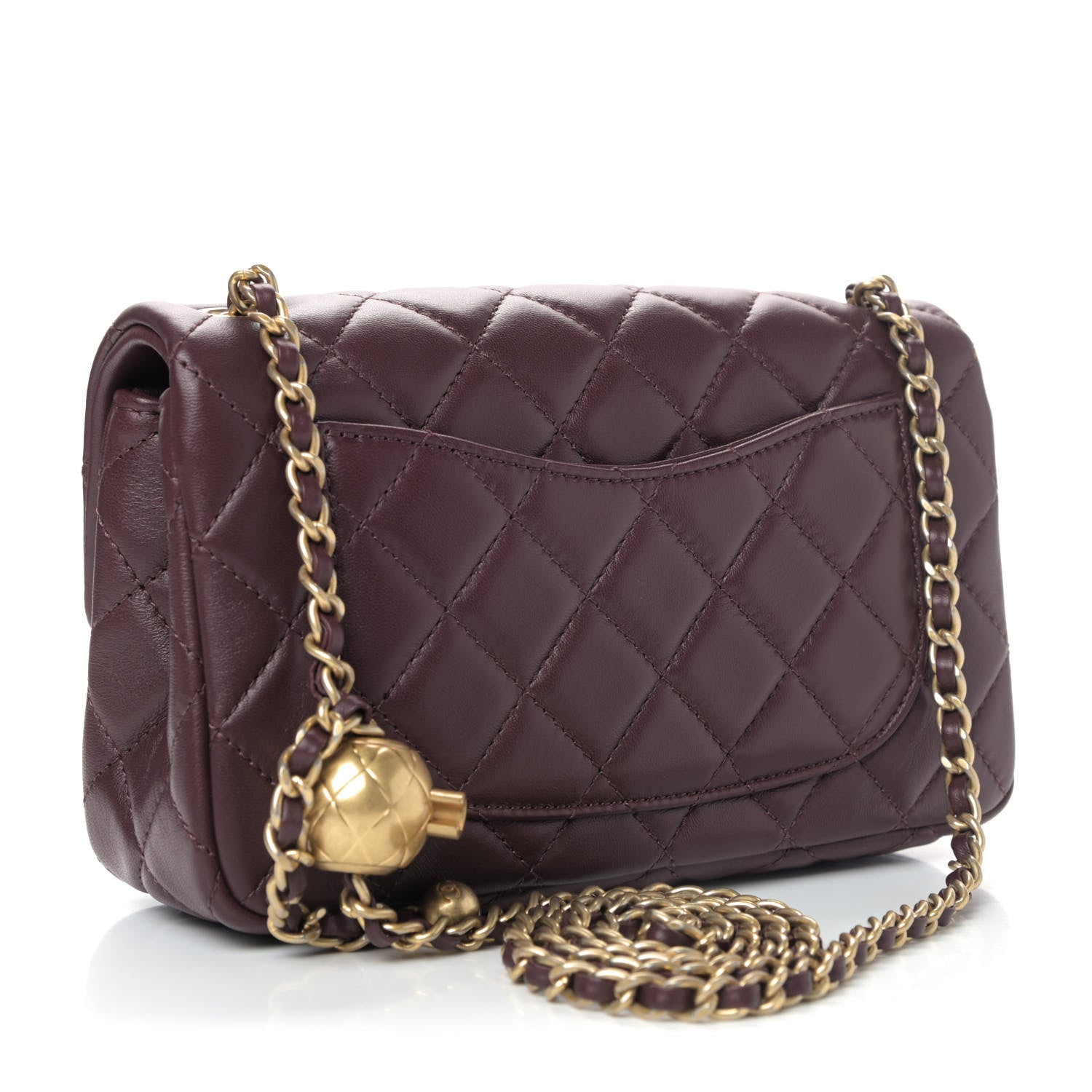 Chanel Lambskin Quilted Mini Rectangular Pearl Crush Flap Burgundy 2 of 4