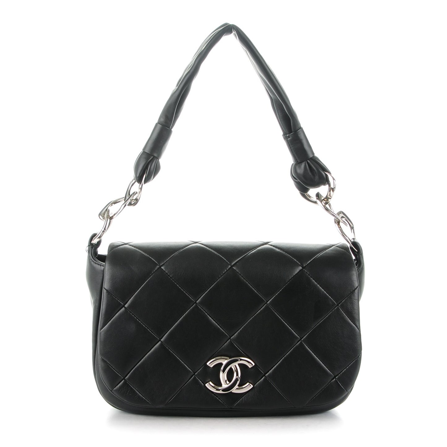 Lambskin Quilted Flap Bag Black