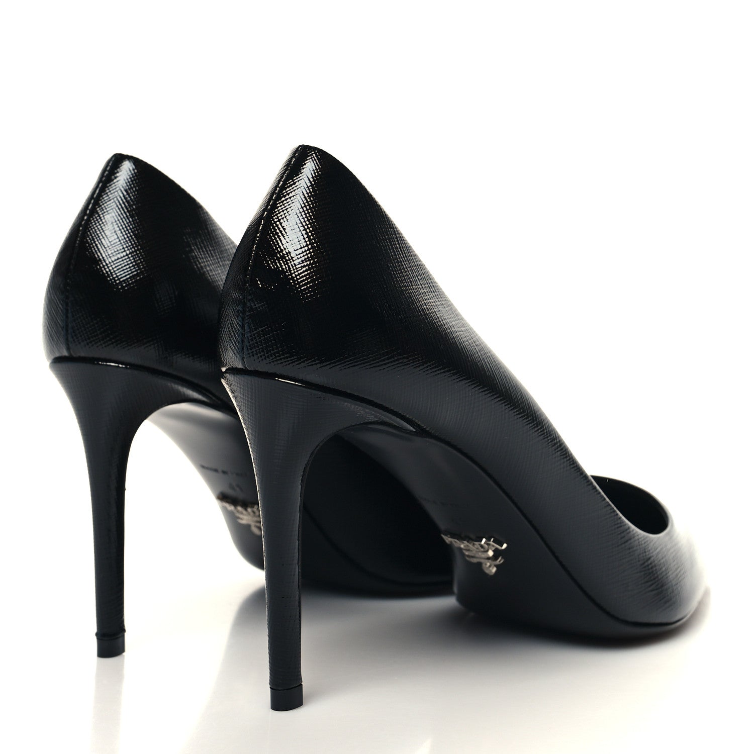 Prada Saffiano Patent Pumps 41 Black 4 of 7