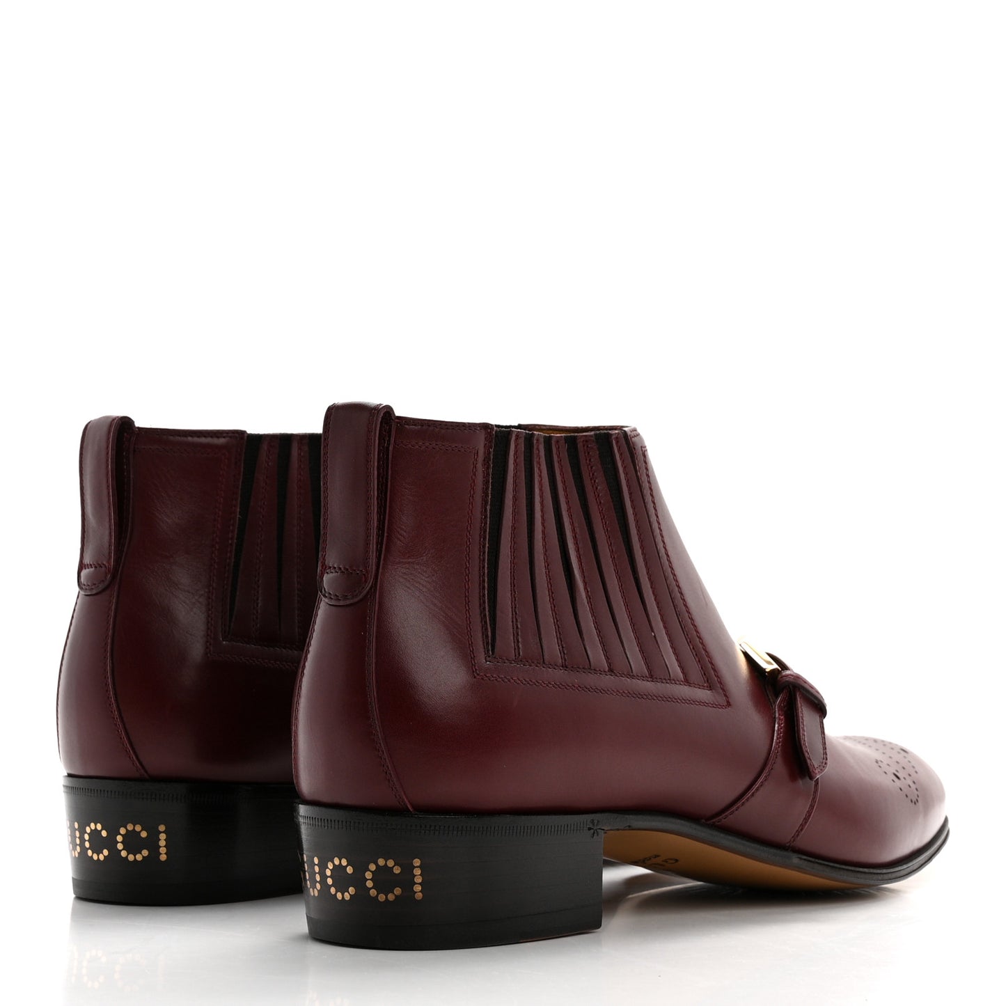 New Waxed Calfskin Mens G Medallion Toe Ankle Boots 8.5 Red Bordeaux