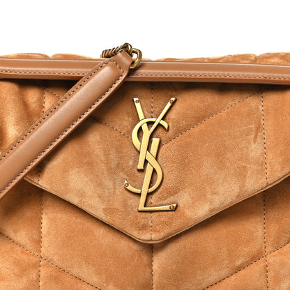 Saint Laurent Suede Calfskin Quilted Small Loulou Puffer Monogram Chain Satchel Cinnamon 8 of 11