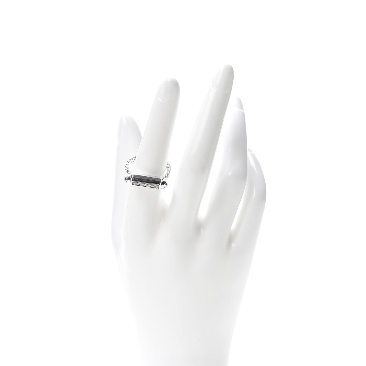 Sterling Silver Diamond Lexington Barrel Ring 54 7