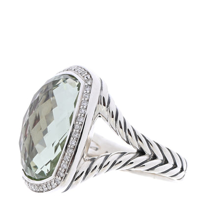 David Yurman Sterling Silver Diamond Prasiolite 20mm Ring 61 9.75 3 of 6