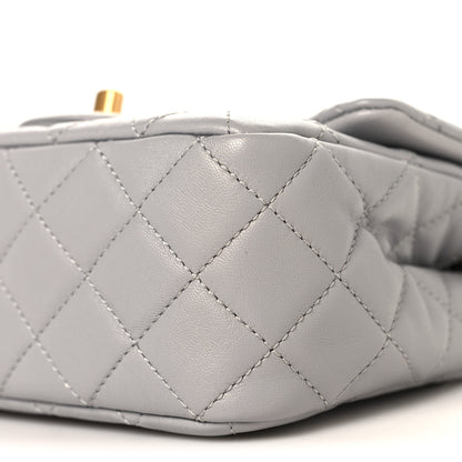 Chanel Lambskin Quilted Mini Pearl Crush Flap Light Grey 10 of 12