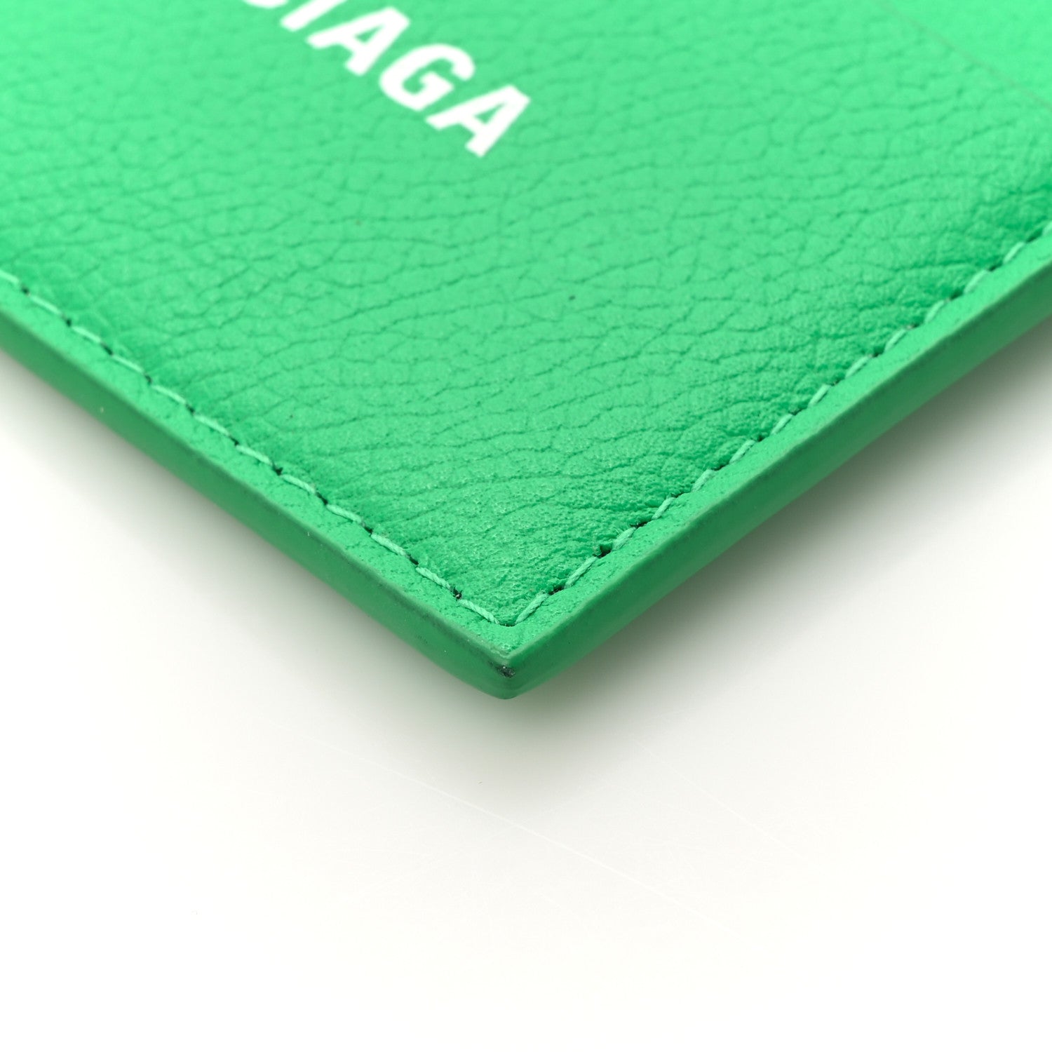 Balenciaga Grained Calfskin Logo Cash Card Holder Green White 9 of 10