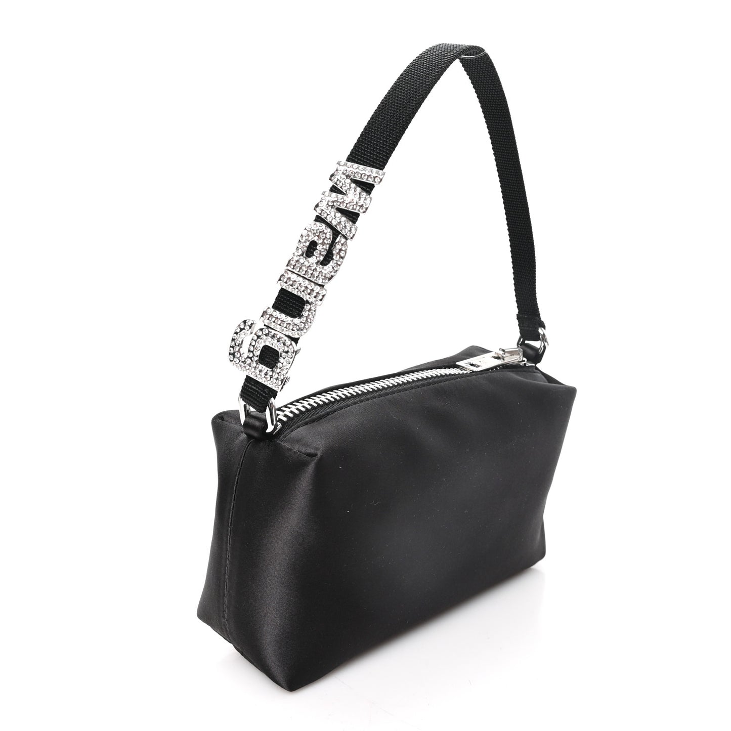 Satin Crystal Heiress Pouch Black