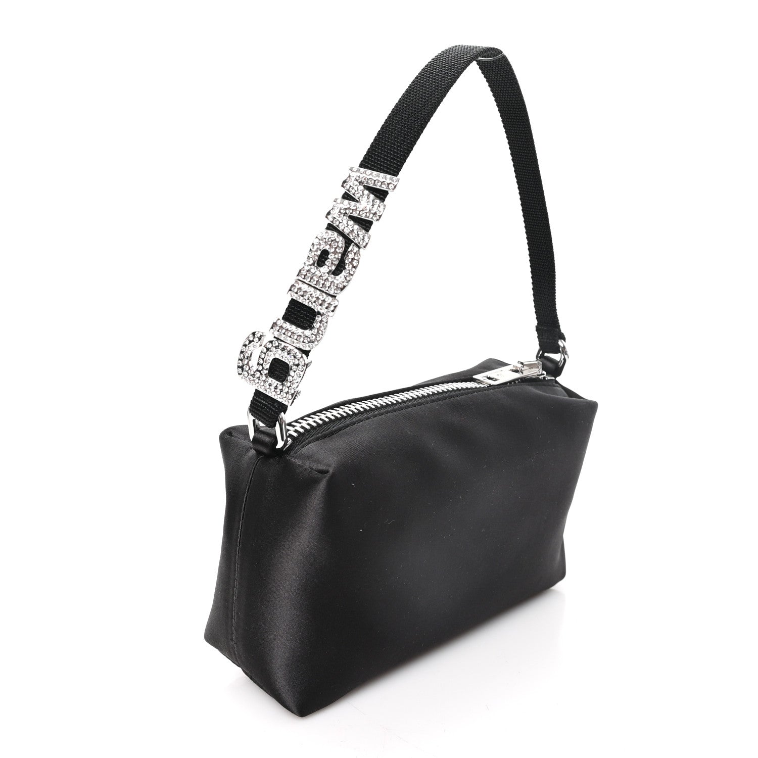 Alexander Wang Satin Crystal Heiress Pouch Black 3 of 11