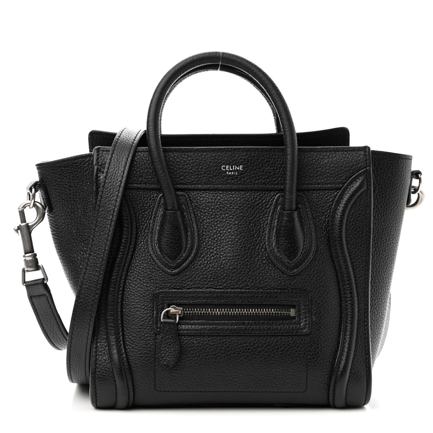 Celine Drummed Calfskin Nano Luggage Black 1 of 13