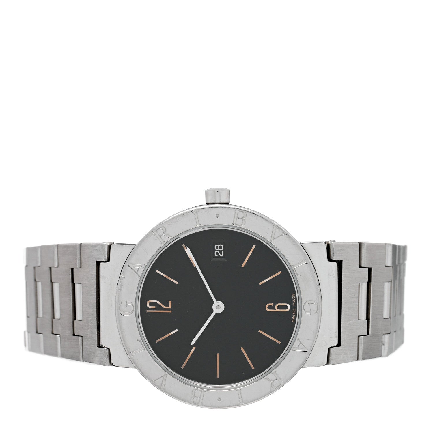 Bulgari Stainless Steel 33mm Quartz Watch Black 2 of 5