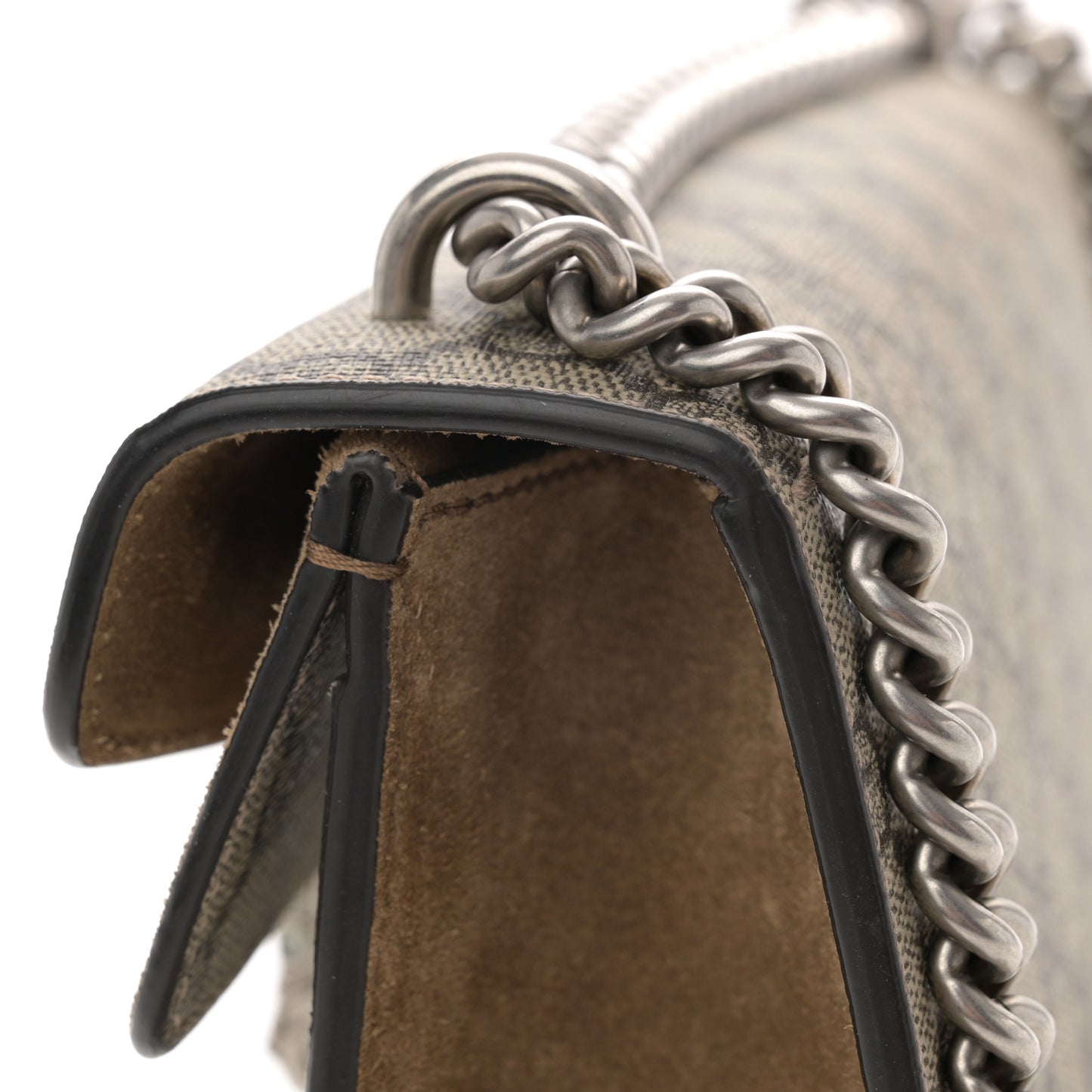 GG Supreme Monogram Suede Crystal Small Dionysus Shoulder Bag Taupe