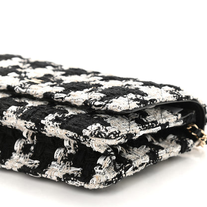 Chanel Tweed Quilted Wallet On Chain WOC Black Ecru White 11 of 12