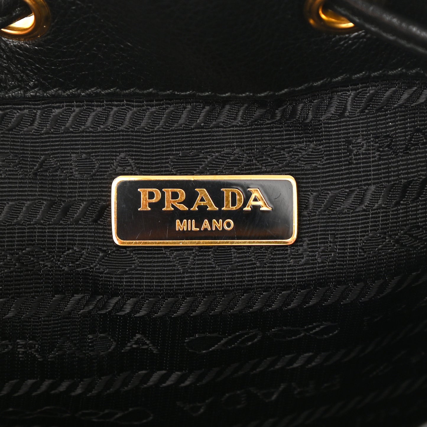 Glace Calfskin Embossed Secchiello Bucket Bag Black