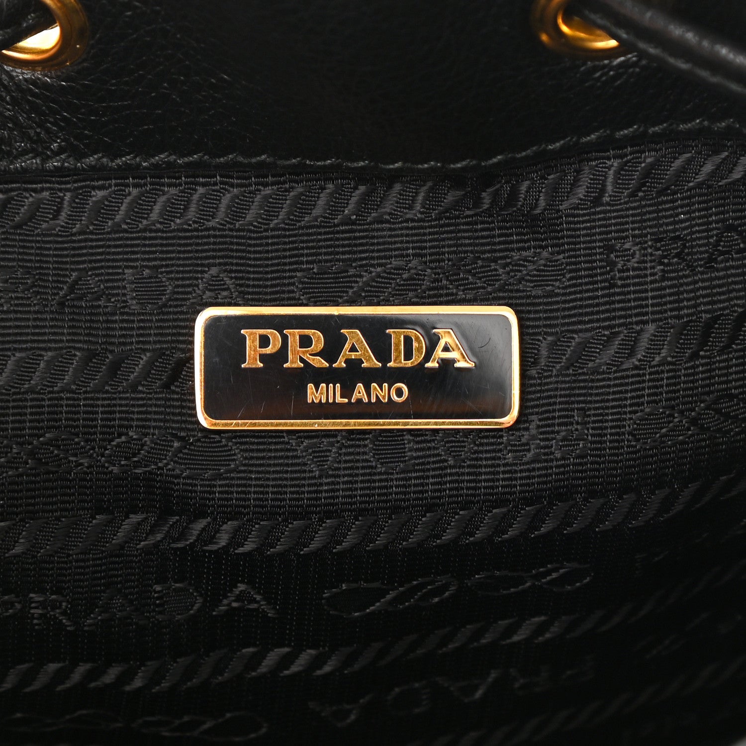 Prada Glace Calfskin Embossed Secchiello Bucket Bag Black 6 of 10