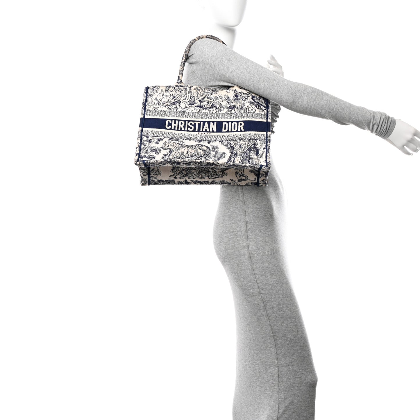 Canvas Embroidered Medium Dioriviera Toile De Jouy Book Tote Blue