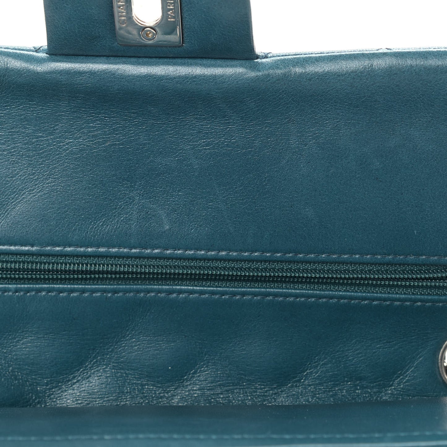 Lambskin Quilted Medium Double Flap Dark Green