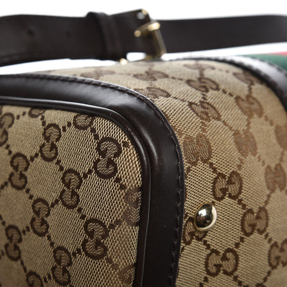 Gucci Monogram Vintage Web Medium Boston Dark Brown 12 of 14