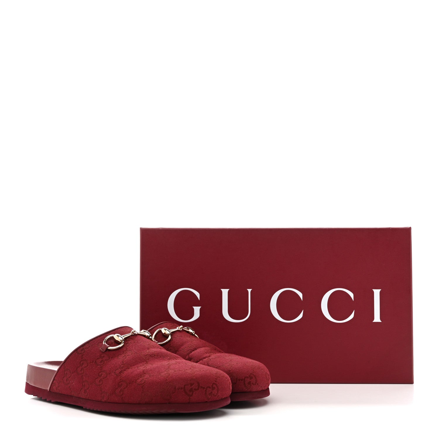 Gucci GG Supreme Monogram Womens Horsebit Slippers 41 Rosso Ancora 10 of 10