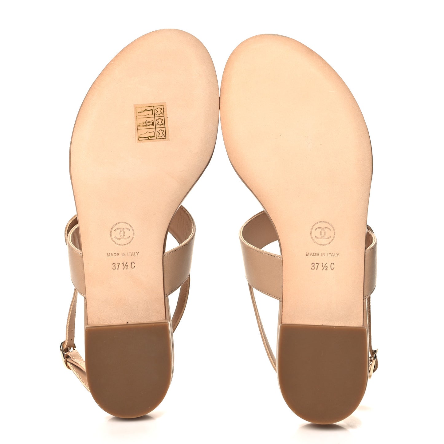 Calfskin CC Thong Sandals 37.5 Beige