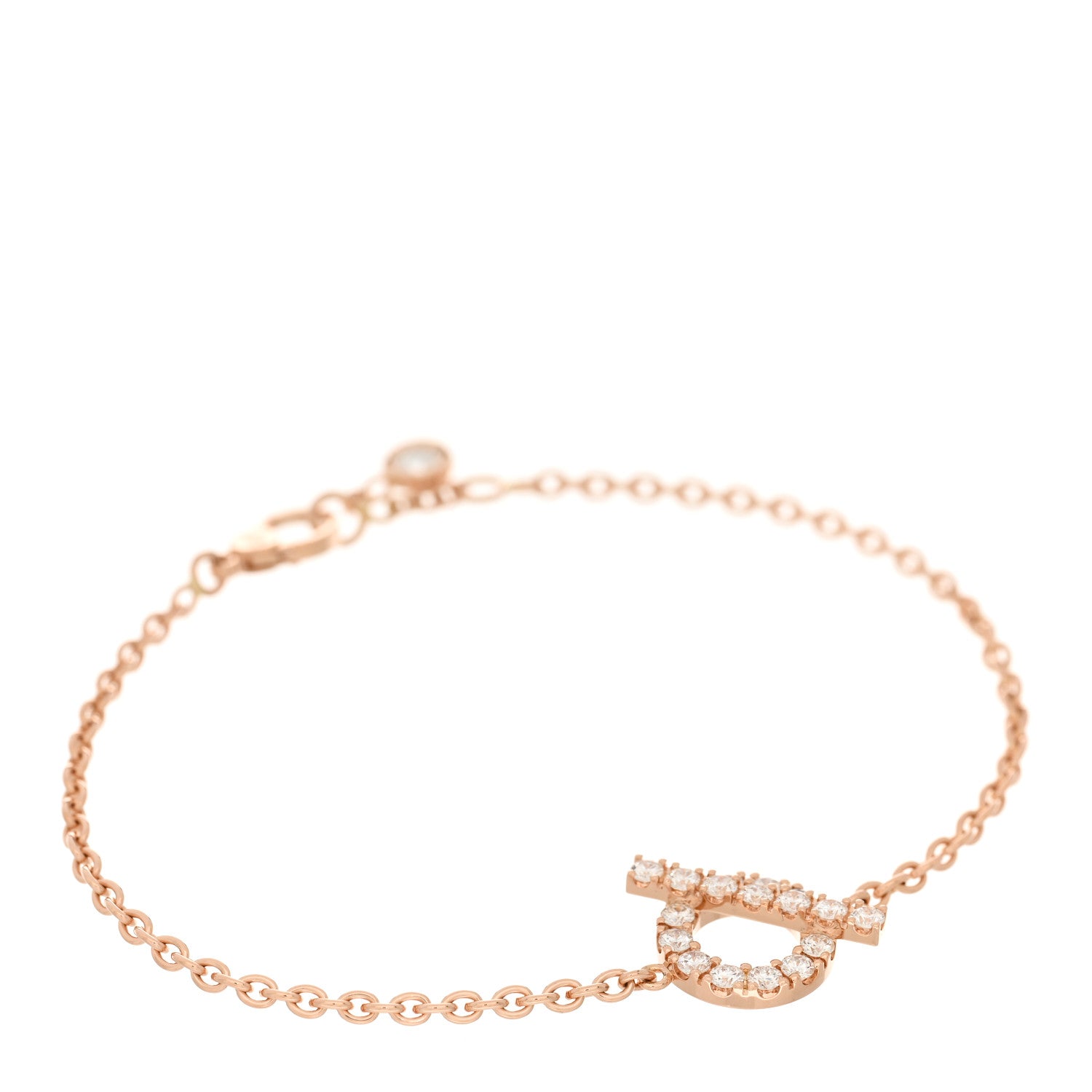 Hermes 18K Rose Gold Diamond Finesse Bracelet SH 1 of 4