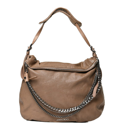 Jimmy Choo Lambskin Biker Hobo Beige 1 of 24