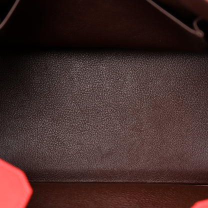 Hermes Swift Horseshoe Birkin 30 Rouge Vif Chocolate 5 of 17