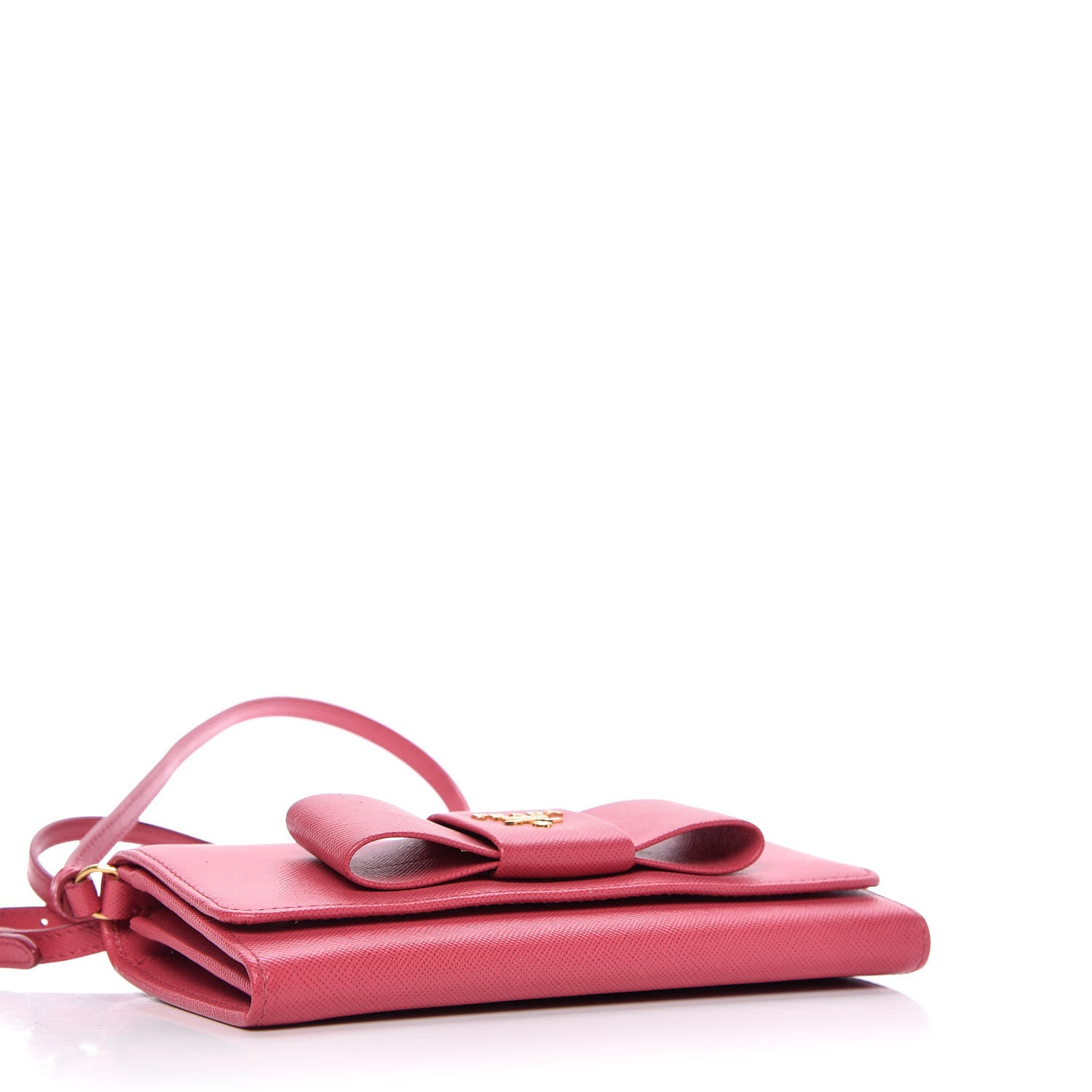 Prada Saffiano Fiocco Bow Flap Wallet Peonia 4 of 10