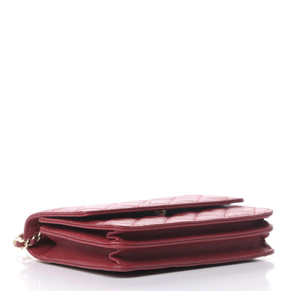 Chanel Caviar Quilted Square Wallet On Chain WOC Dark Red 3 of 4