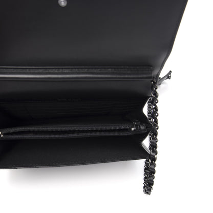 Chanel Aged Calfskin Chevron Quilted Reissue 2.55 Square Wallet On Chain WOC So Black 4 of 11