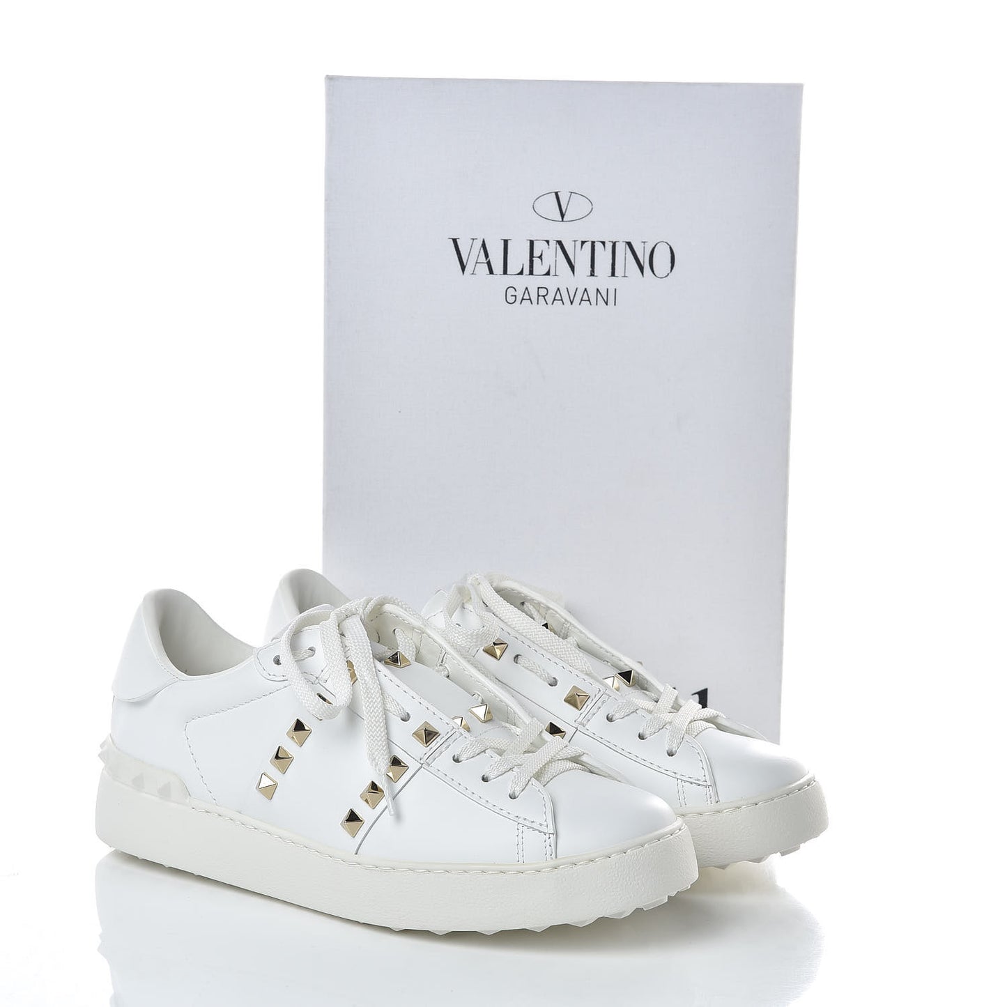 Calfskin Rockstud Untitled Open Sneakers 37.5 White