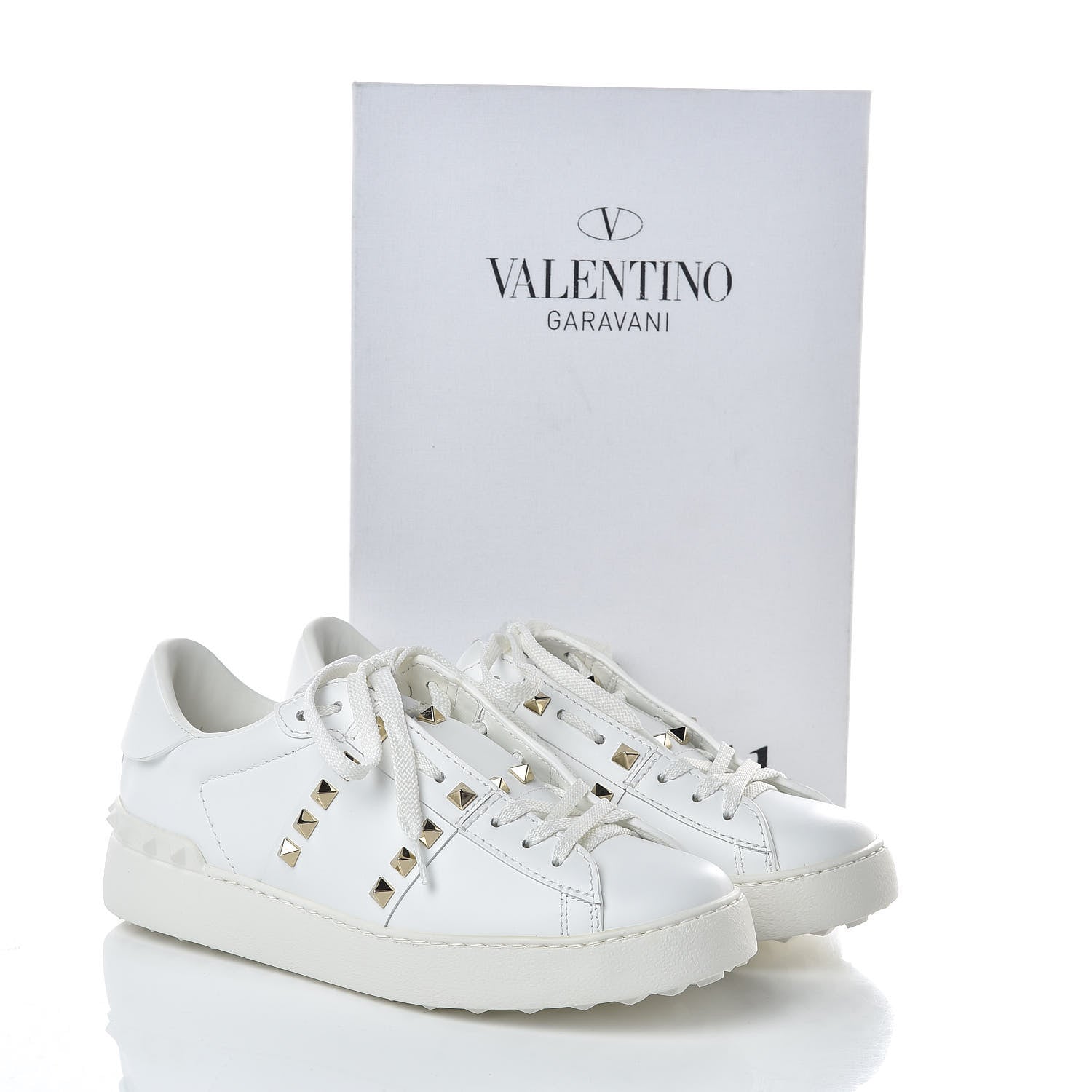 Valentino Garavani Calfskin Rockstud Untitled Open Sneakers 37.5 White 9 of 9
