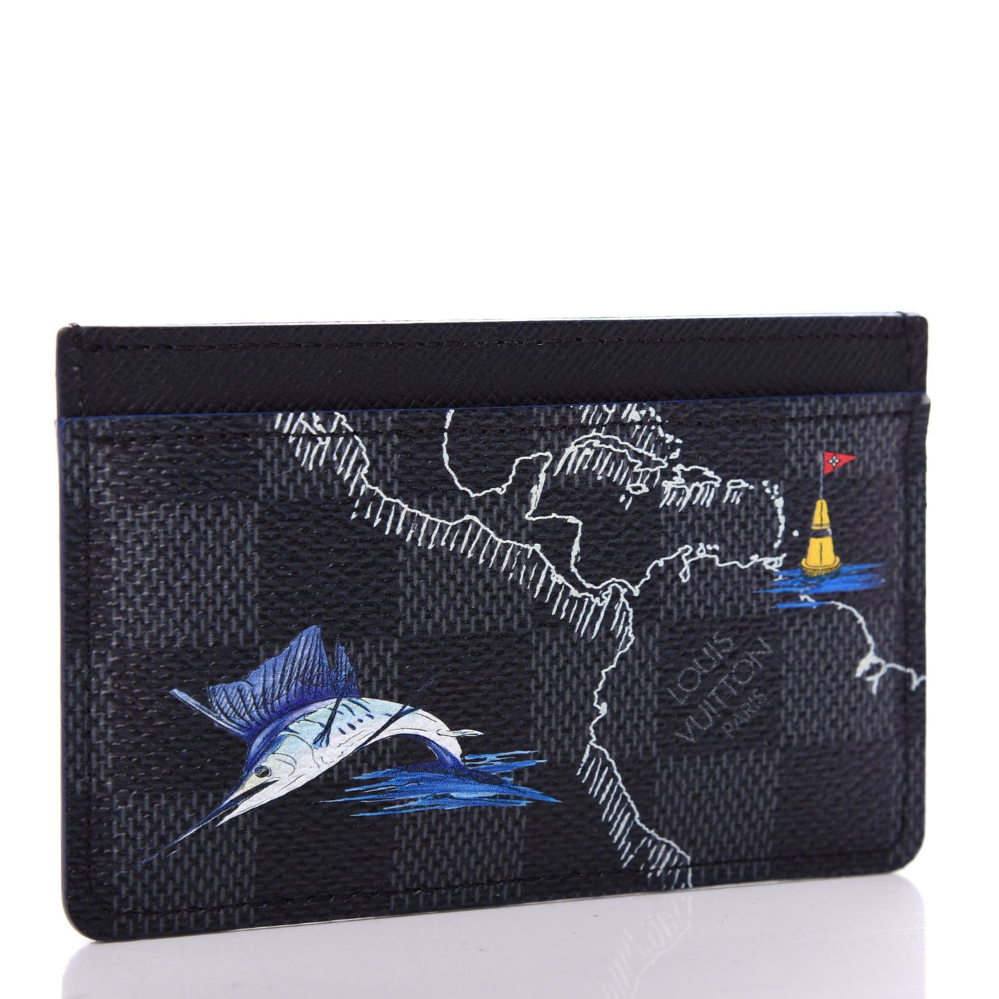 Damier Graphite World Map Porte Cartes Simple
