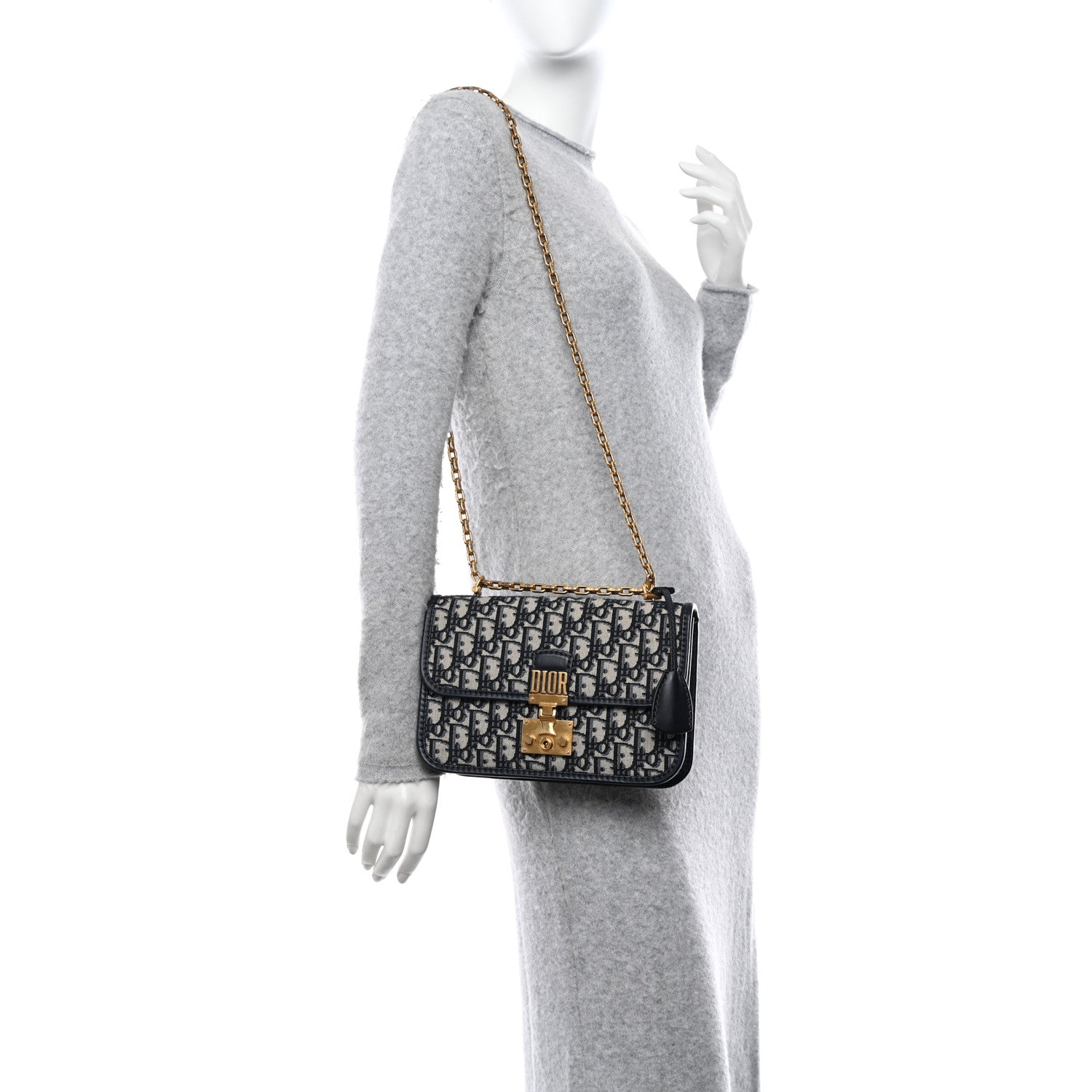 Christian Dior CHRISTIAN DIOR Oblique Small DiorAddict Flap Bag Navy Blue 2 of 9