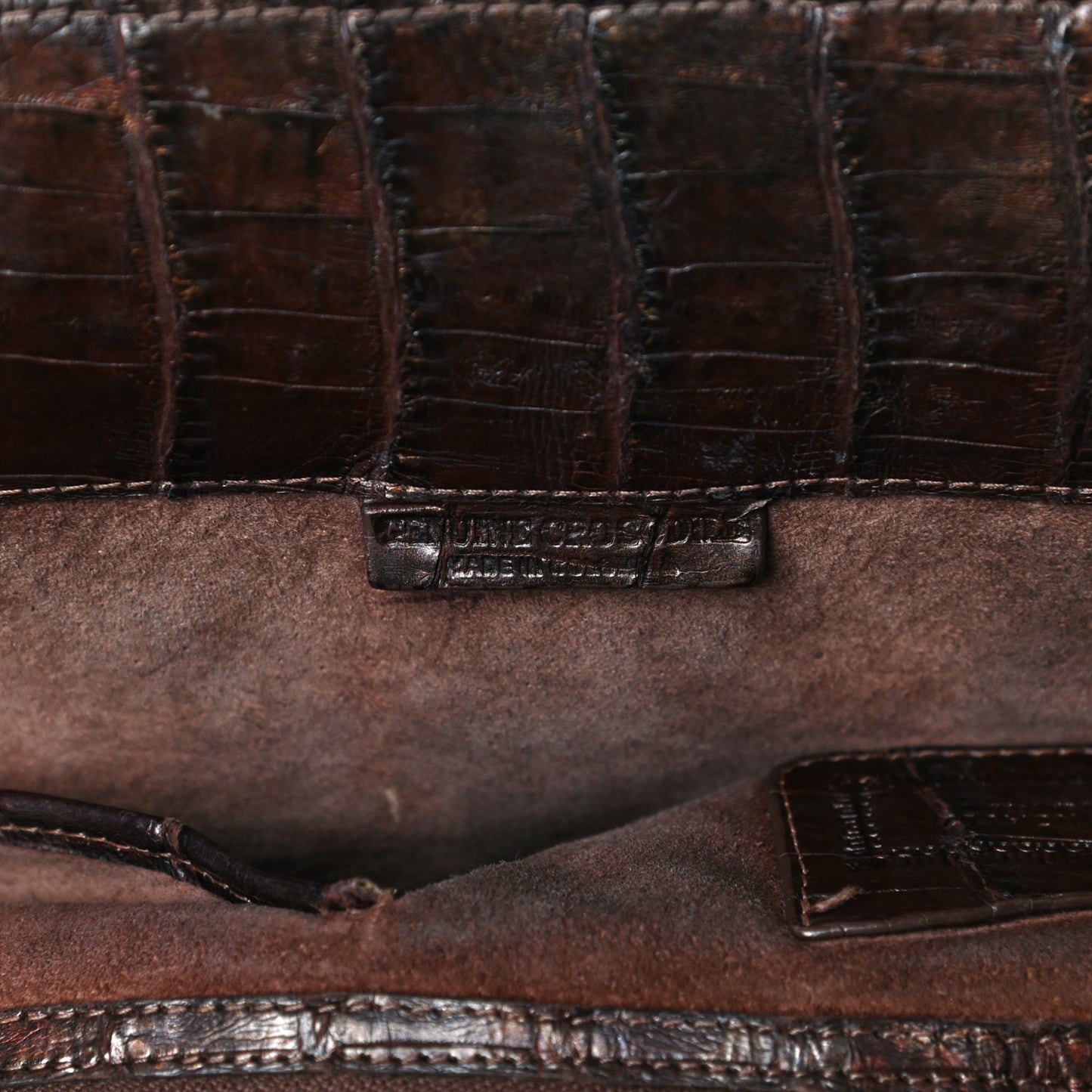 Crocodile Top Handle Satchel Brown